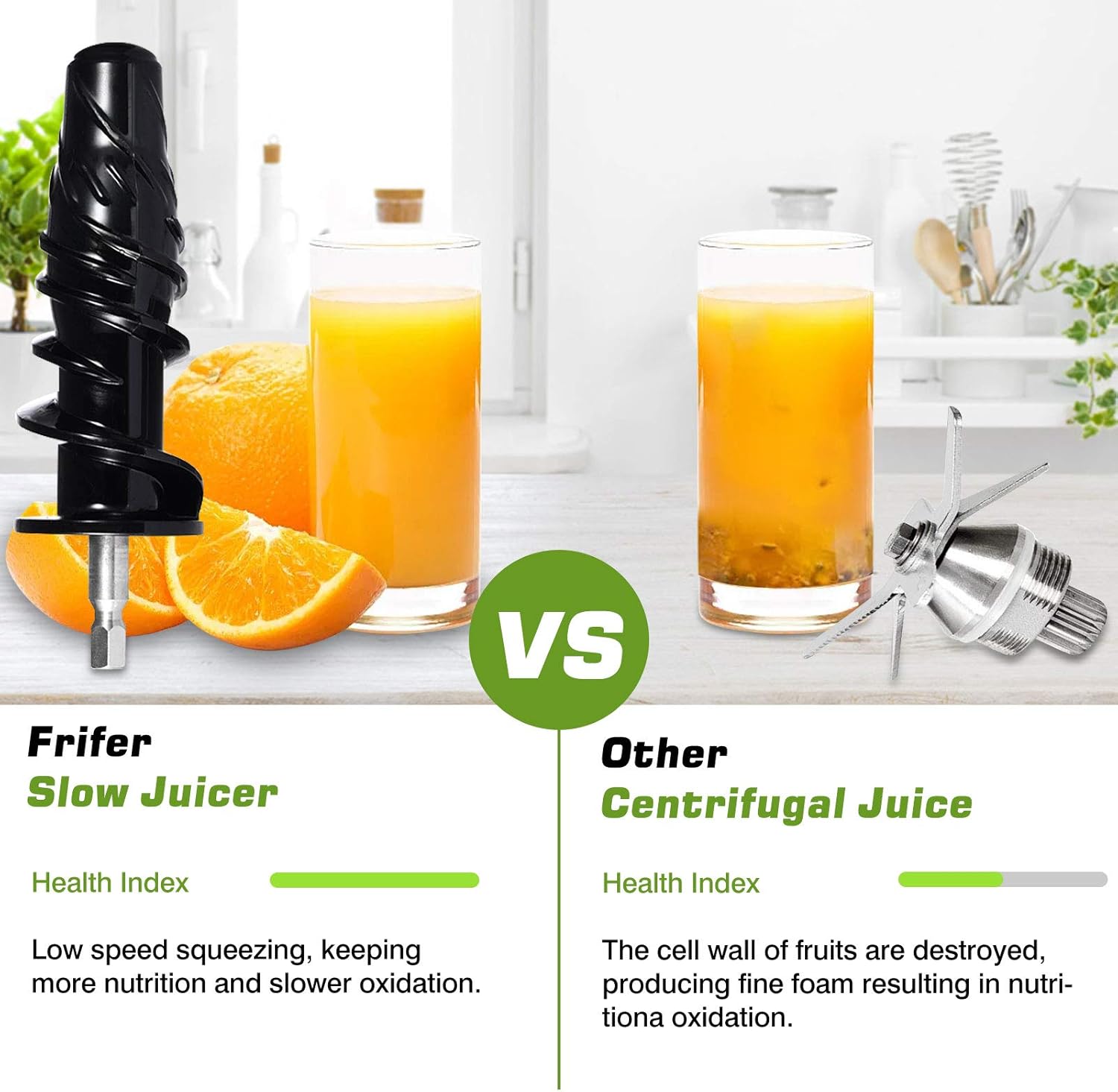 Frifer Slow Masticating Juicer, Cold Press Juicer Machines with 2-Speed Modes, Reverse Function, Electric Masticating Juicer Extractor with Brush for Fruit and Vegetable, Easy to Clean, BPA Free…